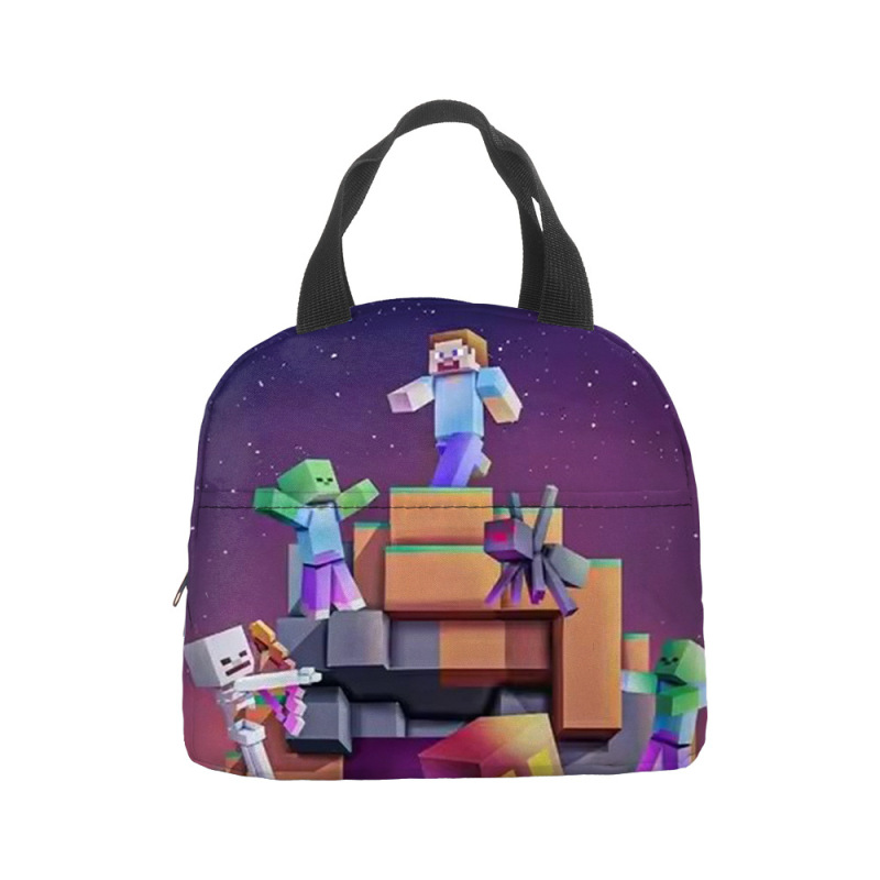 Minecraft ランチバッグ漫画アニメーション小中学生食事バッグ子供用アイスバッグ屋外食事バッグポータブルランチボックスバッグ|undefined