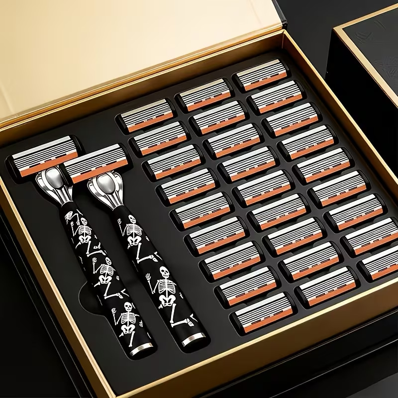 Cross-border foreign trade supply of manual razors with 6-blade heads, skull-shaped razor handles, factory wholesale Cross-border foreign trade supply of manual razors with 6-blade heads, skull-shaped razor handles, factory wholesale