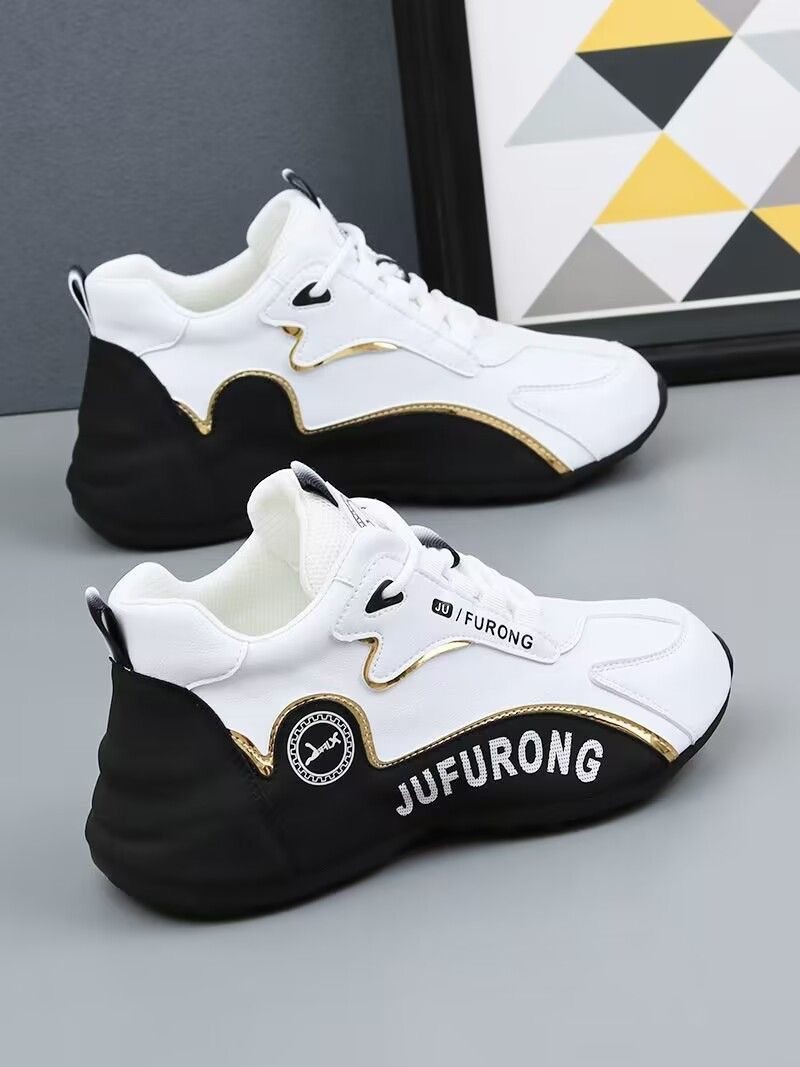 Chaussures pour hommes, baskets blanches unisexes épaisses, chaussures de sport tendance pour le printemps, style populaire sur TikTok, chaussures de papa pour couples_voghion.com