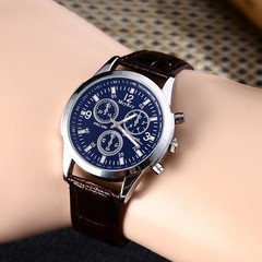 Classic Blue Light Glass Imported Watch for Men, Fashionable, High-End Gift, Three-Digit Dial, Strap, Wholesale