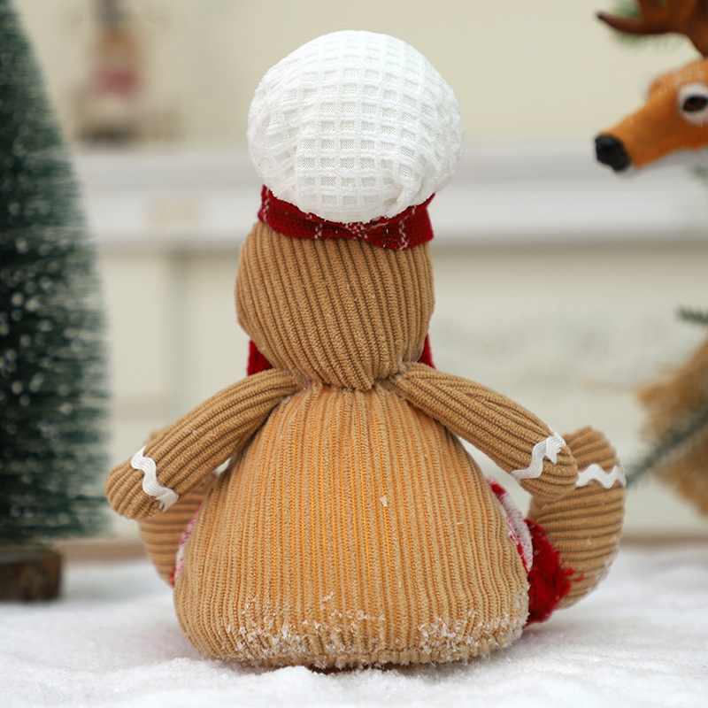 Cross-border Christmas gingerbread man sitting doll cartoon chef hat cookie man scene layout decorative pendant fabric
