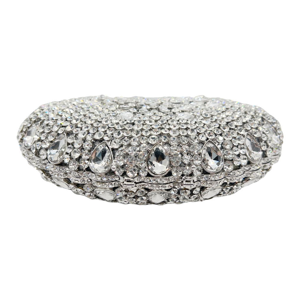 Bolsa de piedra bolsas de cristal metal hueco diamantes bolsas de cena vestido de cena bolsas de mano plata