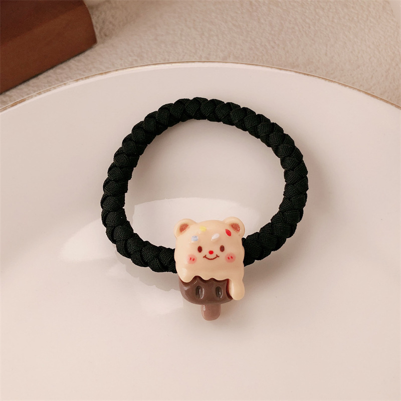 Caricatura encantadora crema oso anillo de cabello de alta elasticidad engrosado oso correa de cabello cuerda de cabello de cola de caballo accesorios para el cabello