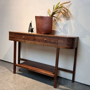 New Chinese Style Entrance Table North American Black Walnut Log Table Table Zen Style Entrance Cabinet Zen Style AA
