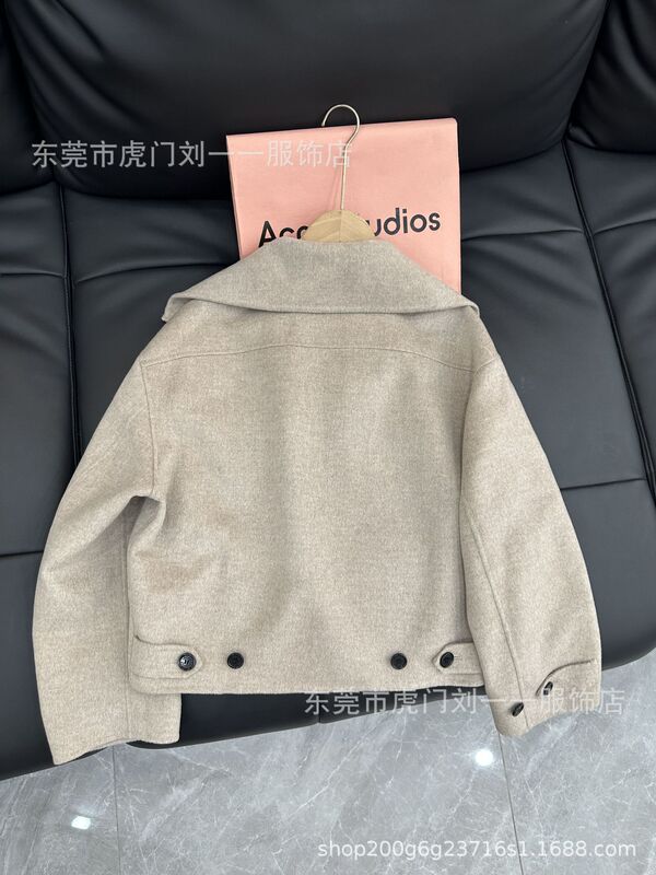AC-简约羊毛混纺高领拉链设计保暖双面夹克外套内女|undefined
