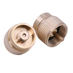 Copper MAPP gas cylinder adapter for outdoor stove head or welding torch connector