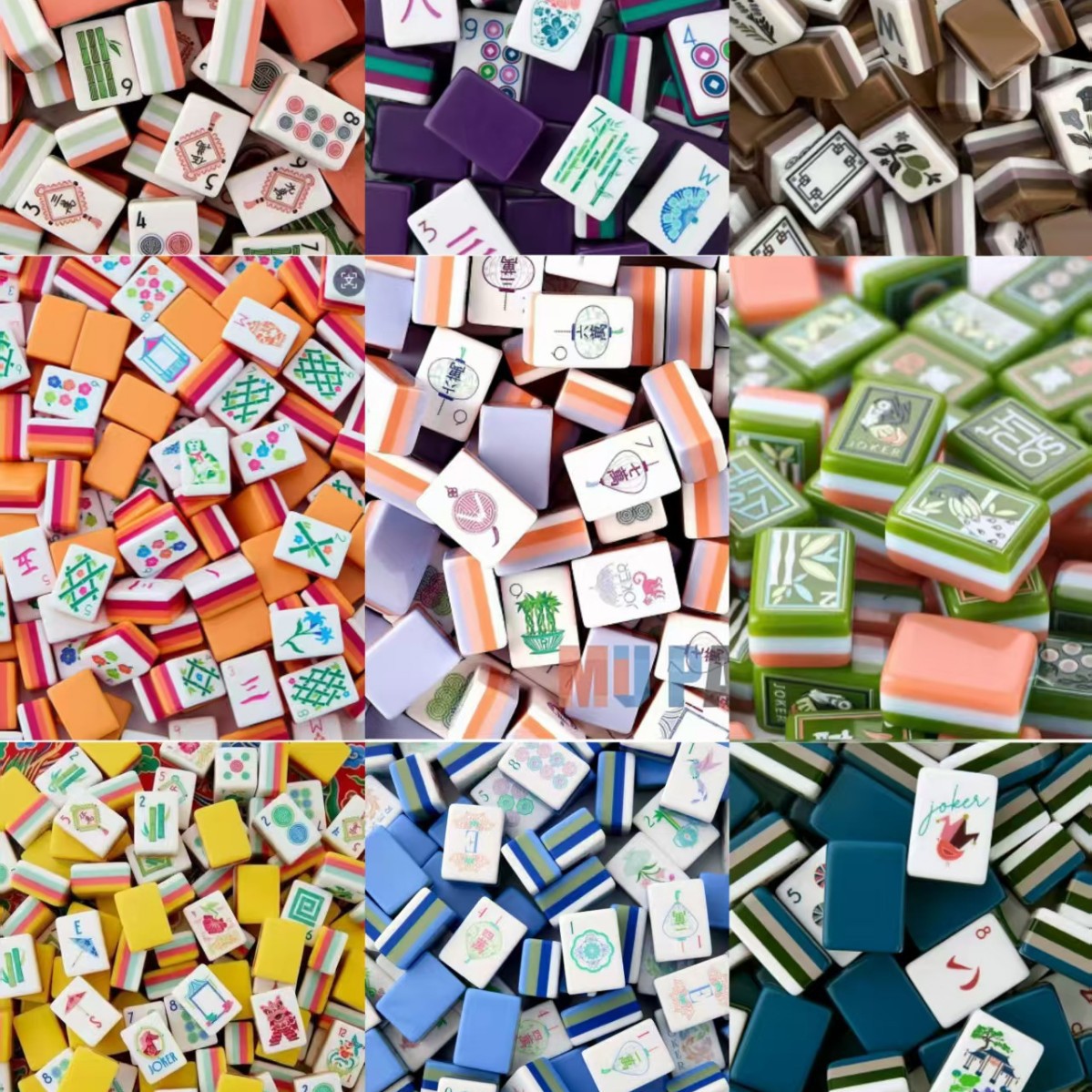 (Wholesale in Stock) Acrylic American-Style Mahjong Tiles, Handcrafted Mahjong, Four-Layer Color-Blocking Entertainment Foreign Mahjong Tiles