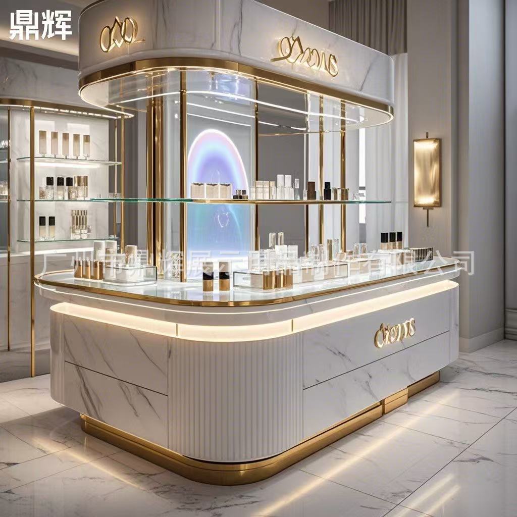 烤漆展示柜香水展示架美容院化妆品展示柜样品柜台陈列柜展厅厂家