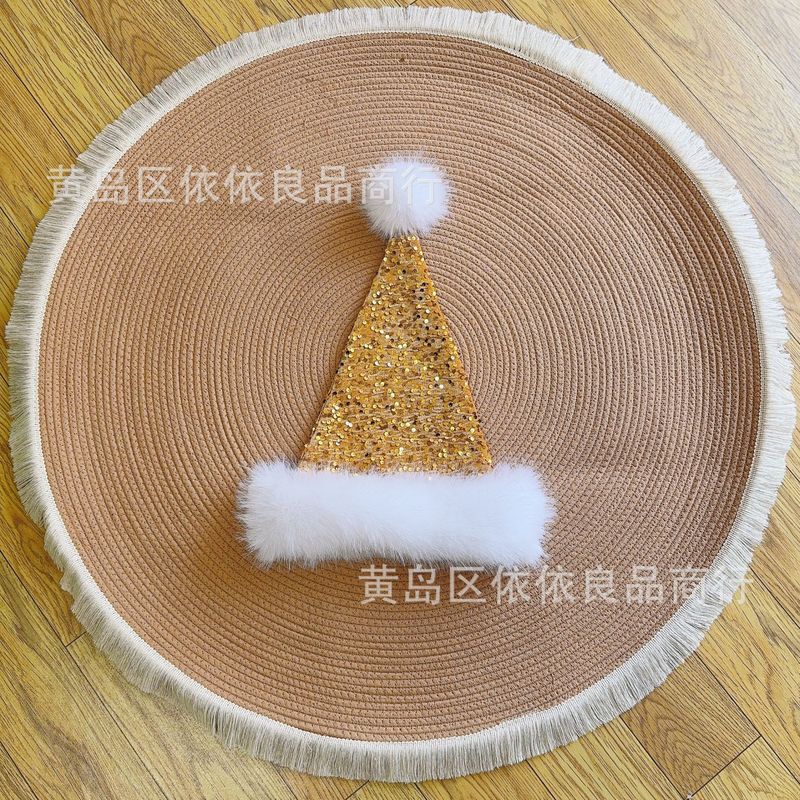 25 新しいクロスボーダー ターコイズ ブルー フル スパンコール 2 層クリスマス帽子ロングヘアエッジクリエイティブ クリスマス オーナメント マルチカラー オプション|undefined