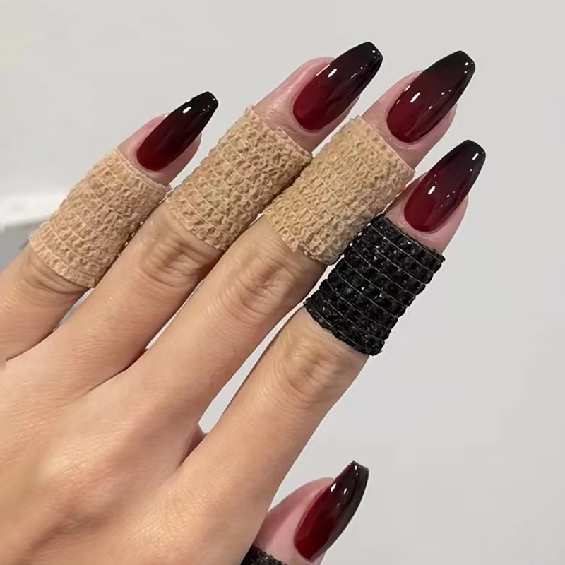 Wearing Armor Red Nail Art Black French Nail Sticker Removable Nail Nail Nail Nail Full Sticker press on nails Wearing Armor Red Nail Art Black French Nail Sticker Removable Nail Nail Nail Nail Full Sticker press on nails