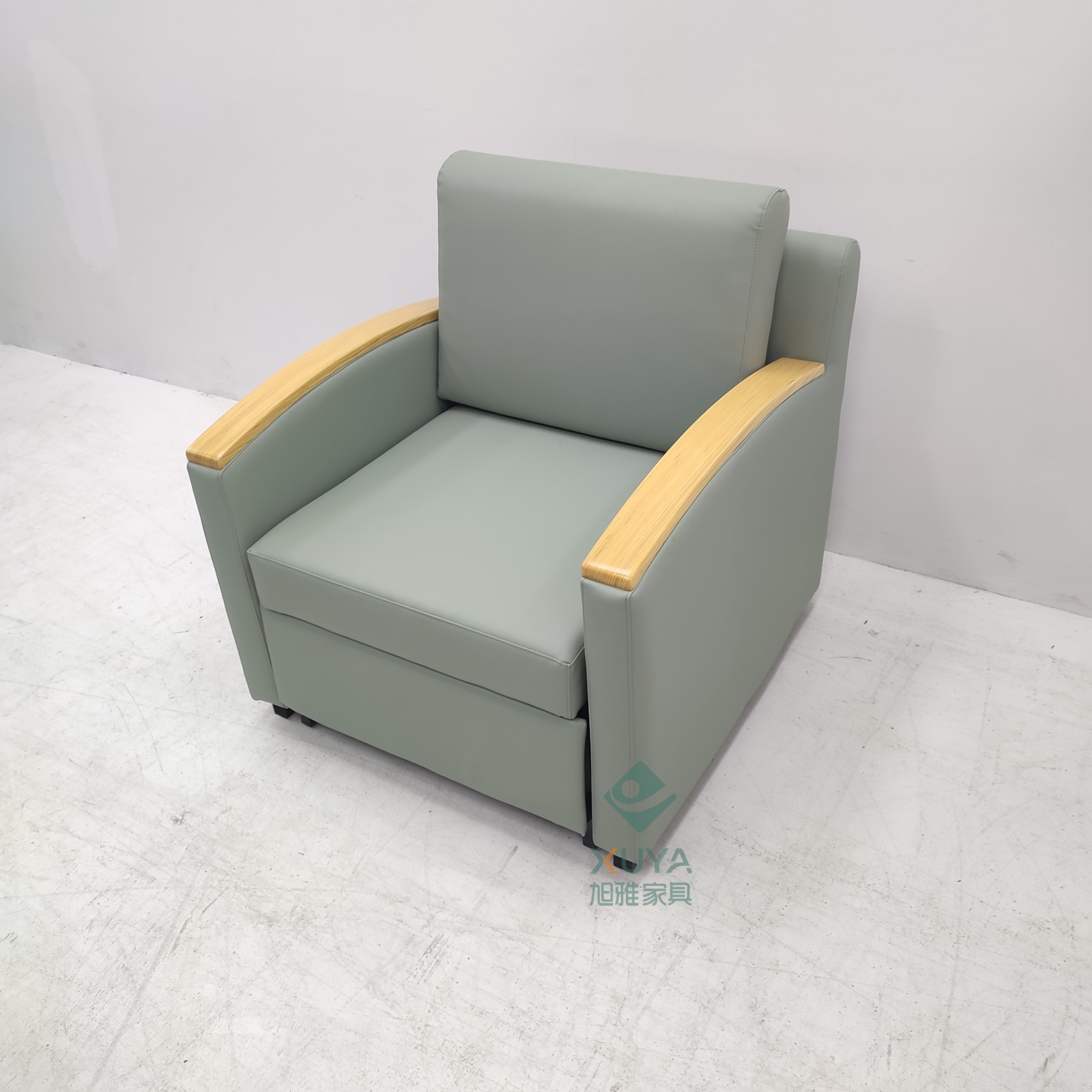 Sala de estar moderna simple sofá de una sola persona sofá de madera sólida reposabrazos sofá cama multifuncional silla de enfermería silla acompañante