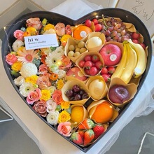 开窗爱心水果鲜花礼盒心形玫瑰花束盒子香烟花束包装盒永生花盒子