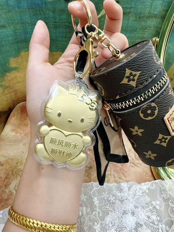 黄金招财kt猫钥匙扣挂件零钱包顺风顺水顺财神手机链包包挂饰批发|undefined