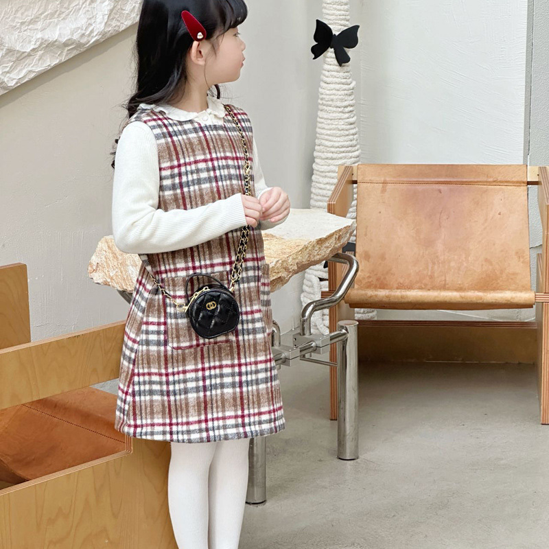 Bolsa de hombro para bebés de color sólido de moda diamante exquisita mini bolsas redondas para niños y niñas 2026 nuevos accesorios para niños