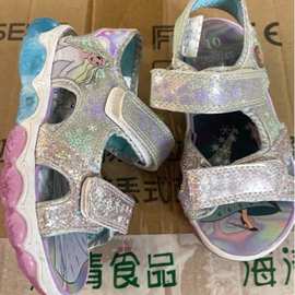 外贸原单女童鞋艾莎公主闪灯凉鞋