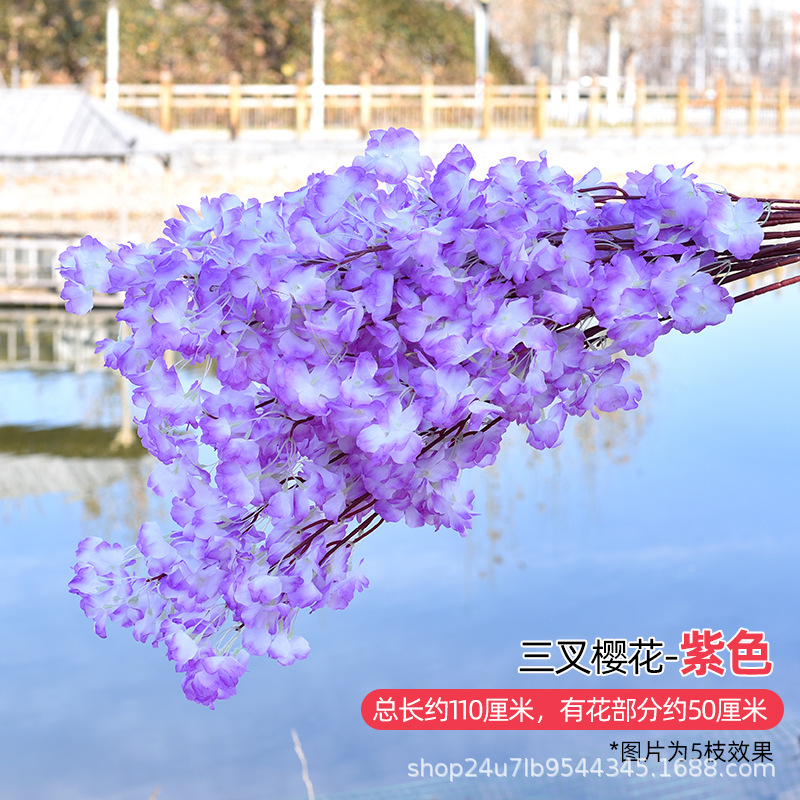 Simulación de flores de cereza flores de melocotón flores de pera flores de ciruela flores de bodas flores falsas vid decoración jardín balcón red de manglares paisaje de pared