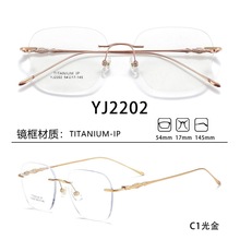 新款式高频上新 YJ2202无框钛架大脸商务精英Titanium IP男眼镜框