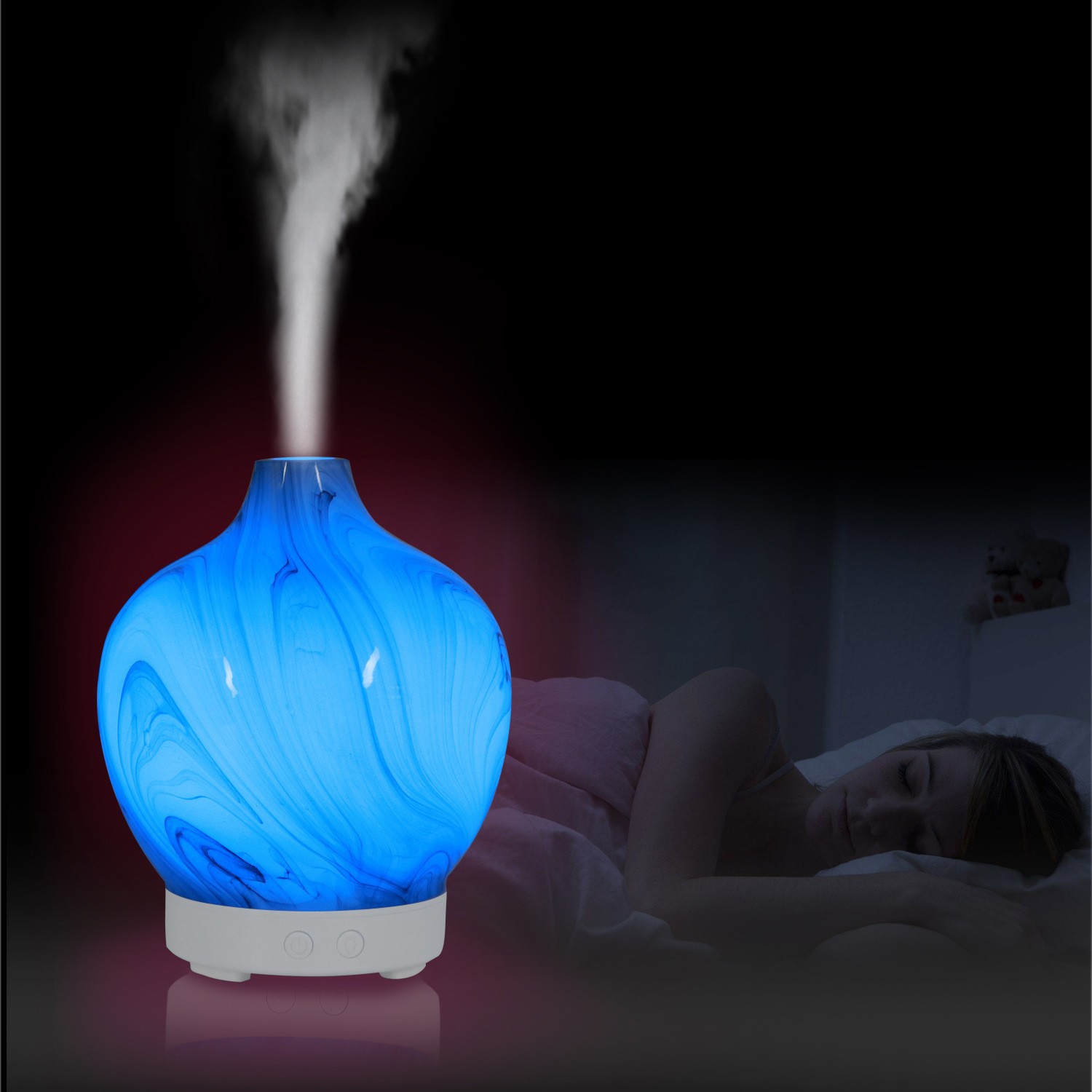 새로운 유리 세라믹 초음파 아로마 디퓨저 도매 아로마 테라피 램프 미니 가습기 공기 정화 에센셜 오일 분무