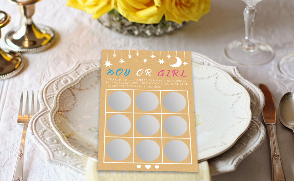 25 Pack Baby Girl Gender Reveal Scratch Off Tickets