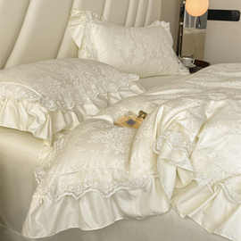 60S夏季A类四件套水洗冰丝裸睡床单被套床上用品网红