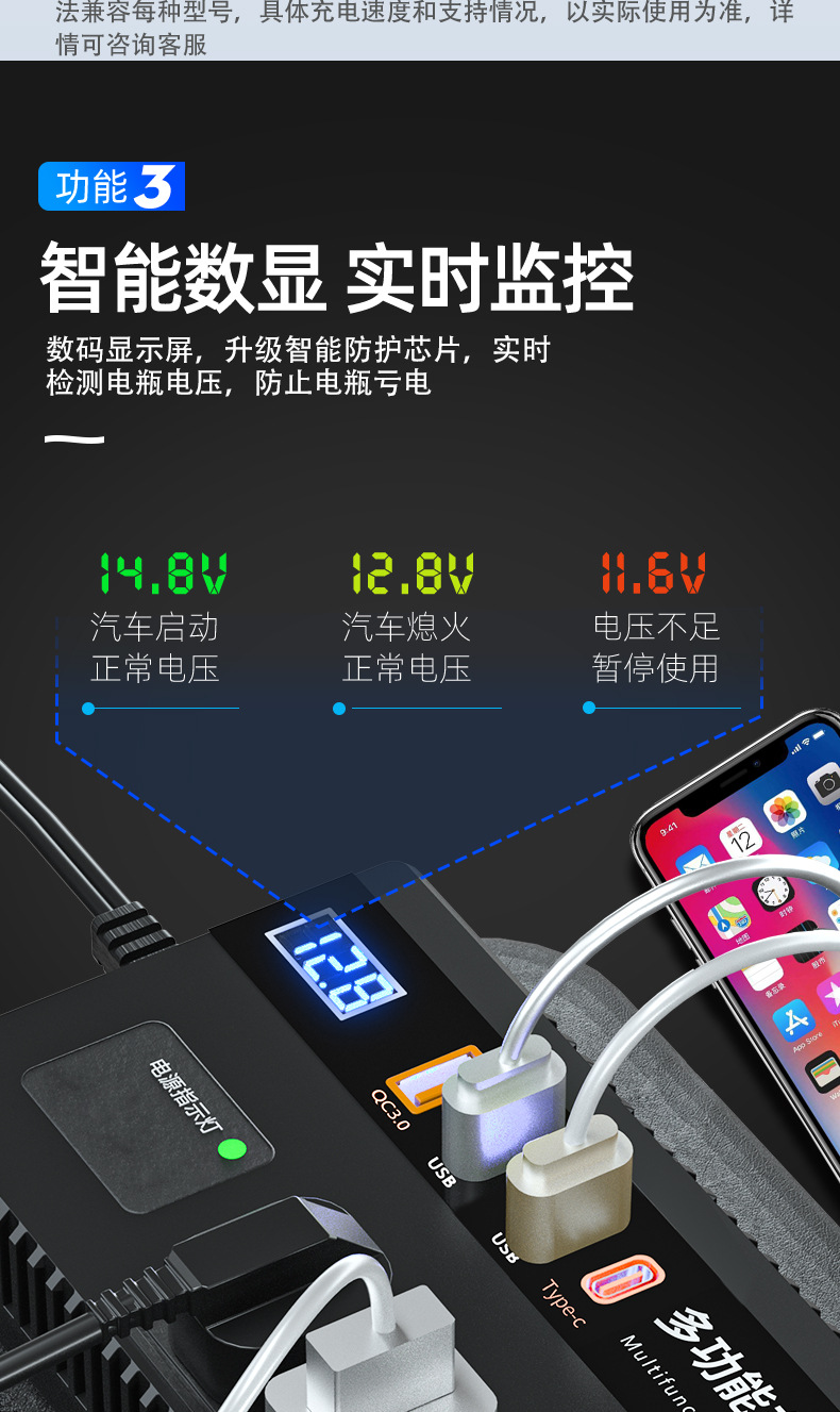 Car truck 12V/24V to 220V multifunctional car inverter converter mobile phone socket charger