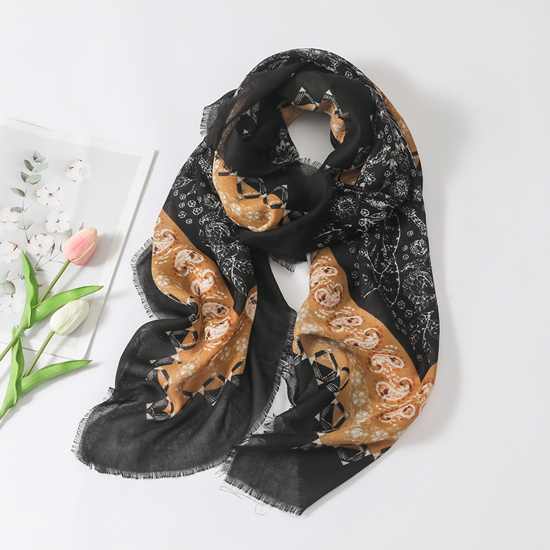 El Comercio exterior retro anacardo impreso algodón y lino mano-sensación gran bufanda cuadrada 135*135cm sombrilla chal playa protector solar bufanda