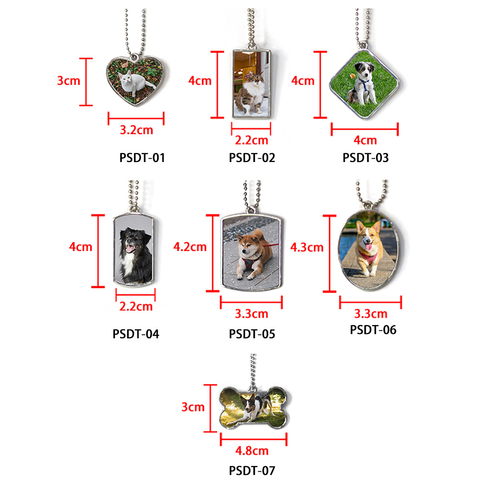 Transferencia térmica colgante para mascotas de metal colgante para mascotas de doble cara para hacer una placa de identificación colgante para mascotas de aleación de zinc