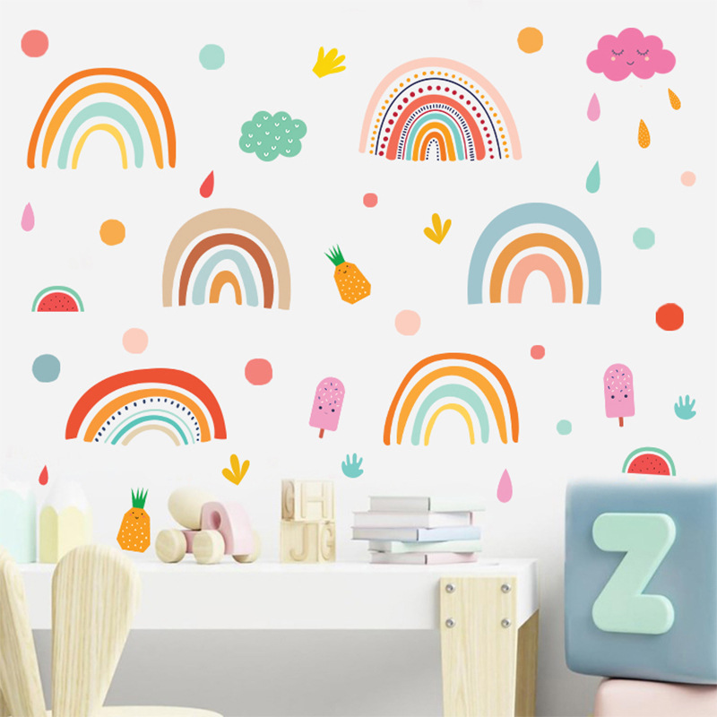 Cartoon Rainbow Wall Stickers Kindergarten Kidsren's Room Wall Decoration Kidsren's Room Bedroom Wall Decoration Bedroom Stickers