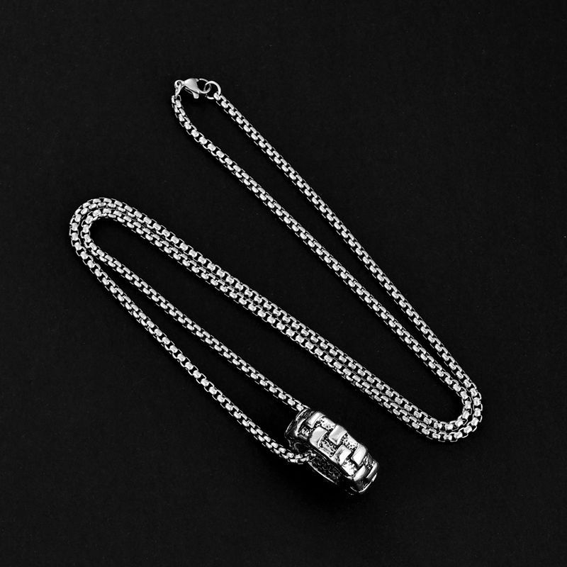 New Trendy Men's Personalized Tire Ring Hip Hop Pendant Fashion Imitation Old Titanium Steel Necklace_voghion.com