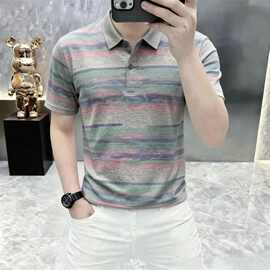 【简约舒适】夏季条纹短袖T恤男士轻奢时尚潮流休闲百搭透气POLO