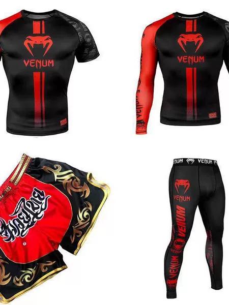 Venom Training Suit Ufc Suit Men's and Women's Boxing Tight-Fitting Quick-Drying Clothing Muay Thai Fighting Short-Sleeved Shorts Fitness Fighting