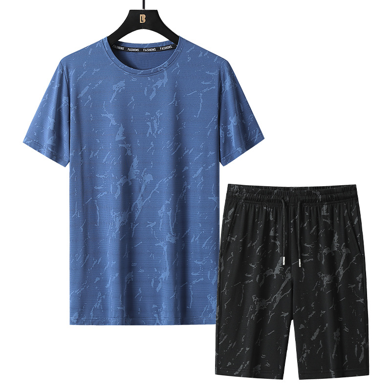 Cross-border M - 8XL traje casual grande hombre gordo traje de manga corta hombre de verano delgado pantalones cortos transpirables