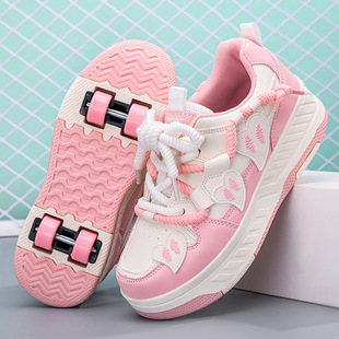 Four-Wheel Heelys Shoes for Children, Transforming Shoes for Boys and Girls, Cross-Border Roller Skates, Double-Row Roller Skates for Adults