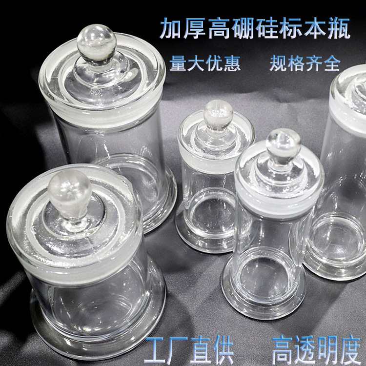 Glass specimen bottle high borosilicate sample display bottle wide mouth frosted laboratory thickened transparent glass specimen cylinder round Glass specimen bottle high borosilicate sample display bottle wide mouth frosted laboratory thickened transparent glass specimen cylinder round