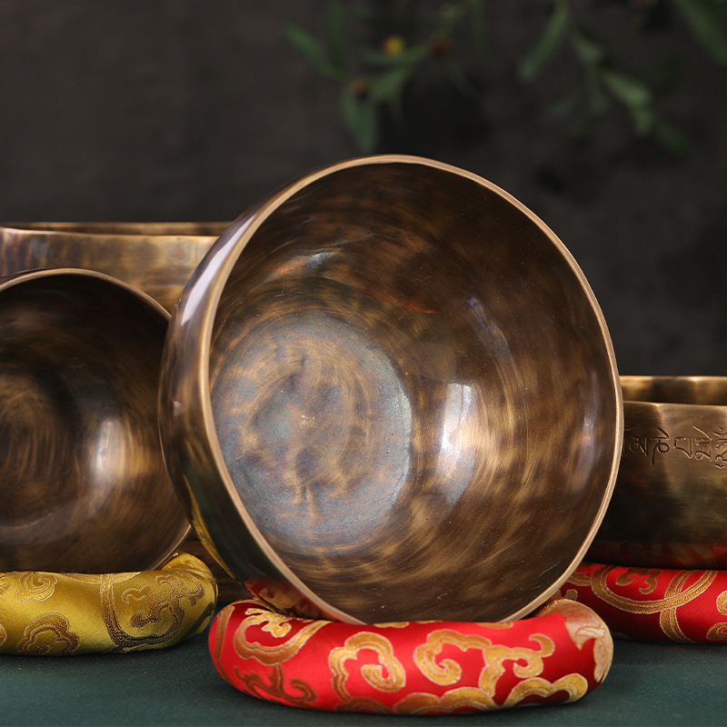 Nepalese Handmade Full Moon Singing Bowl Healing Tool Copper Bowl Meditation Bowl Sanskrit Sound Bowl Sound Bowl with Hammer Included