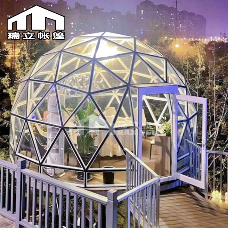 全透明玻璃星空房餐厅网红球形星空房餐厅约会生日西餐厅玻璃帐篷