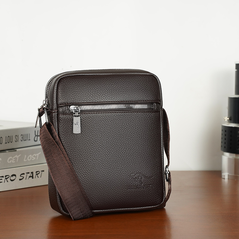 Bolso de cuero, bolso para hombre, bolso de hombro de negocios, bolso cruzado para hombre, estilo vertical de cuero suave, mochila pequeña y ligera, bolso para hombre, simple e informal