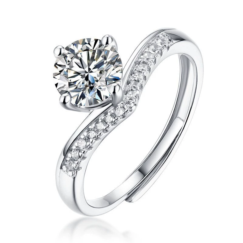 Adjustable wedding ring, 1‑carat style, light‑luxury design, multiple motif options