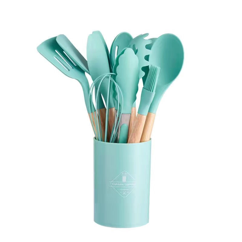 Pala de silicona con mango de madera de grado alimenticio, espátula especial antiadherente, pala de cocina doméstica, cuchara, juego de utensilios de cocina resistente a altas temperaturas image 10
