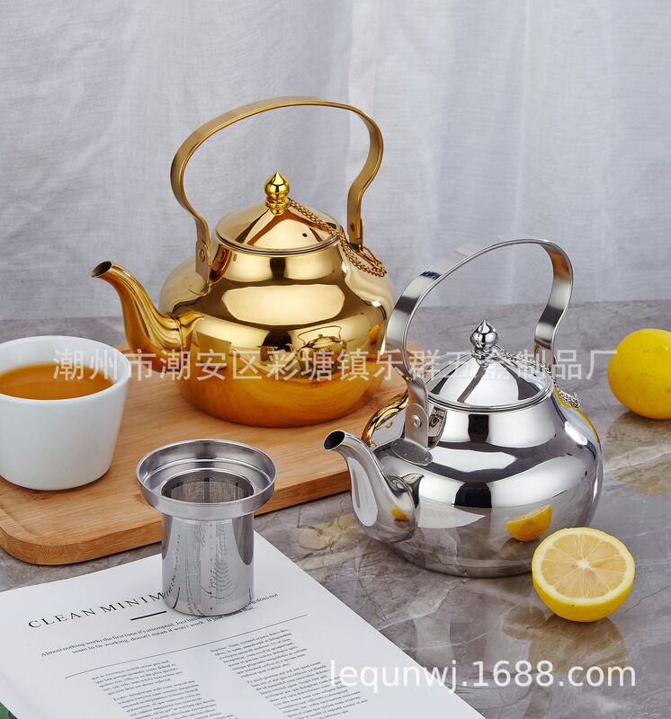 Cross-border Stainless Steel Teapot Export Export Handle Stainless Steel Water Kettle with Filter Home Restaurant Hotel Induction Cooker
