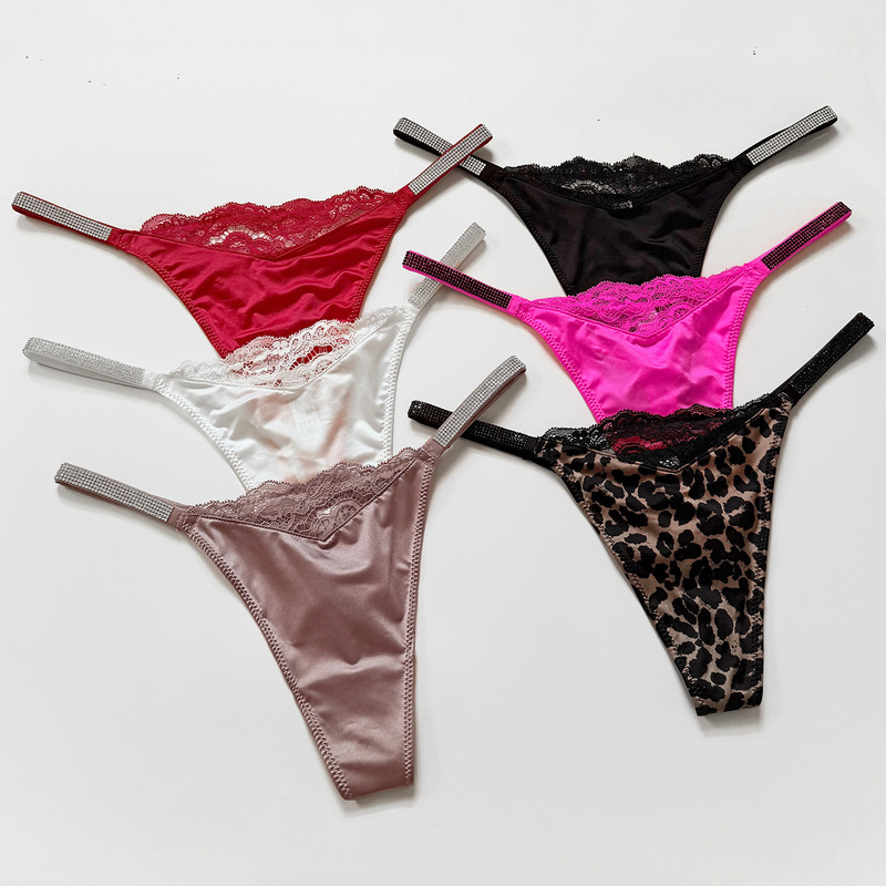 V.S New Rhinestone Sexy Women's Thong, Ice Silk Lace Patchwork, Butt-lifting, High-cut, Plus Size T-pants for Women, Cross-border V.S New Rhinestone Sexy Women's Thong, Ice Silk Lace Patchwork, Butt-lifting, High-cut, Plus Size T-pants for Women, Cross-border