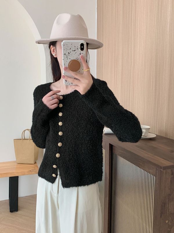 嘉织丨小香风花呢感纯色开衫 多色软糯高级感绵羊毛针织短款 BB5|undefined