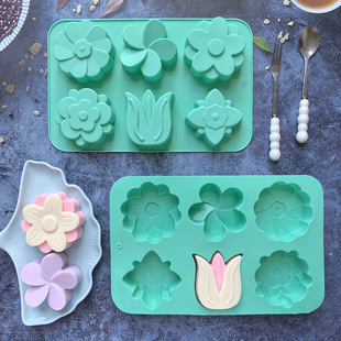 6 even 6 tulip flower 345 chocolate mold food grade baking supplies DIY biscuit mold cake silicone mold