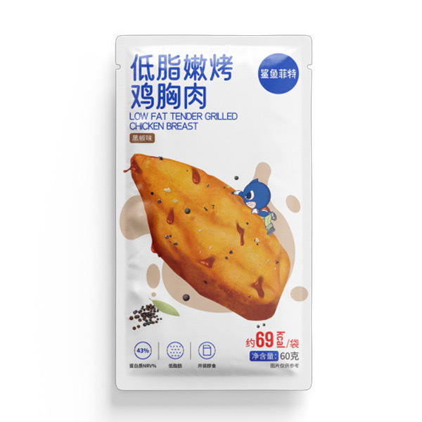【シャークフィット】軽食 ブラックペッパー風味 低脂肪柔らか焼き鶏むね肉 60g/袋|undefined