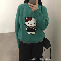 可爱ktiiy提花猫咪针织衫宽松圆领2025秋冬新款韩系百搭减龄毛衣