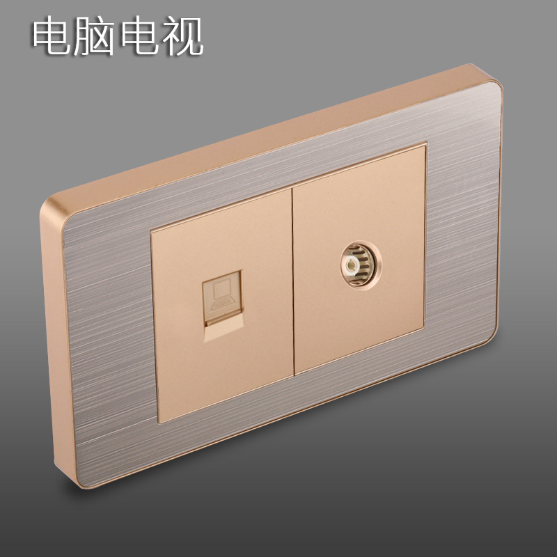 Panel de enchufe de metal estándar estadounidense de acero inoxidable dibujado oro tres agujeros Taiwan conmutador USB suministro directo de fabricantes de enchufes