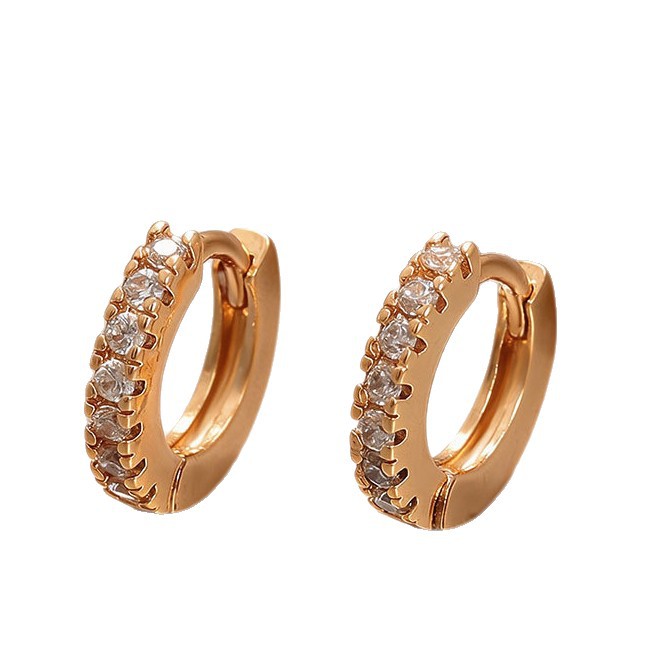 Pendientes de Aro con Zirconia de Aleación de Cobre Bañado en Oro de 18K
