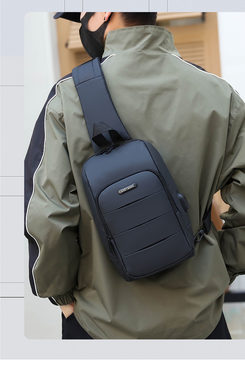 Cross-border chest bag, men's crossbody bag, single-shoulder backpack, multi-functional large-capacity charging crossbody small bag, messenger bag, men's bag undefined