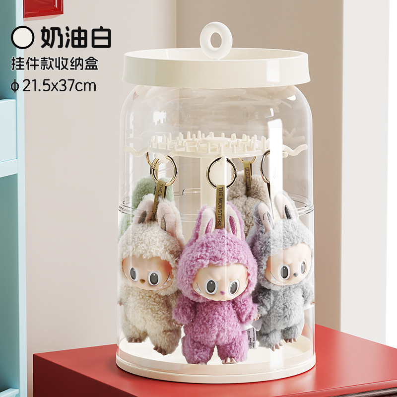 手办收纳盒可旋转泡泡玛特盲盒展示架透明玩偶防尘罩拉布布展示盒|undefined