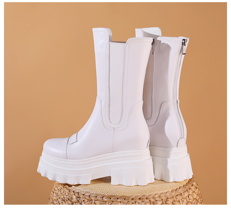 Boot nữ cổ thấp đế dày đế xốp thời trang dễ phối — Màu đen lót nhung chi tiết 8